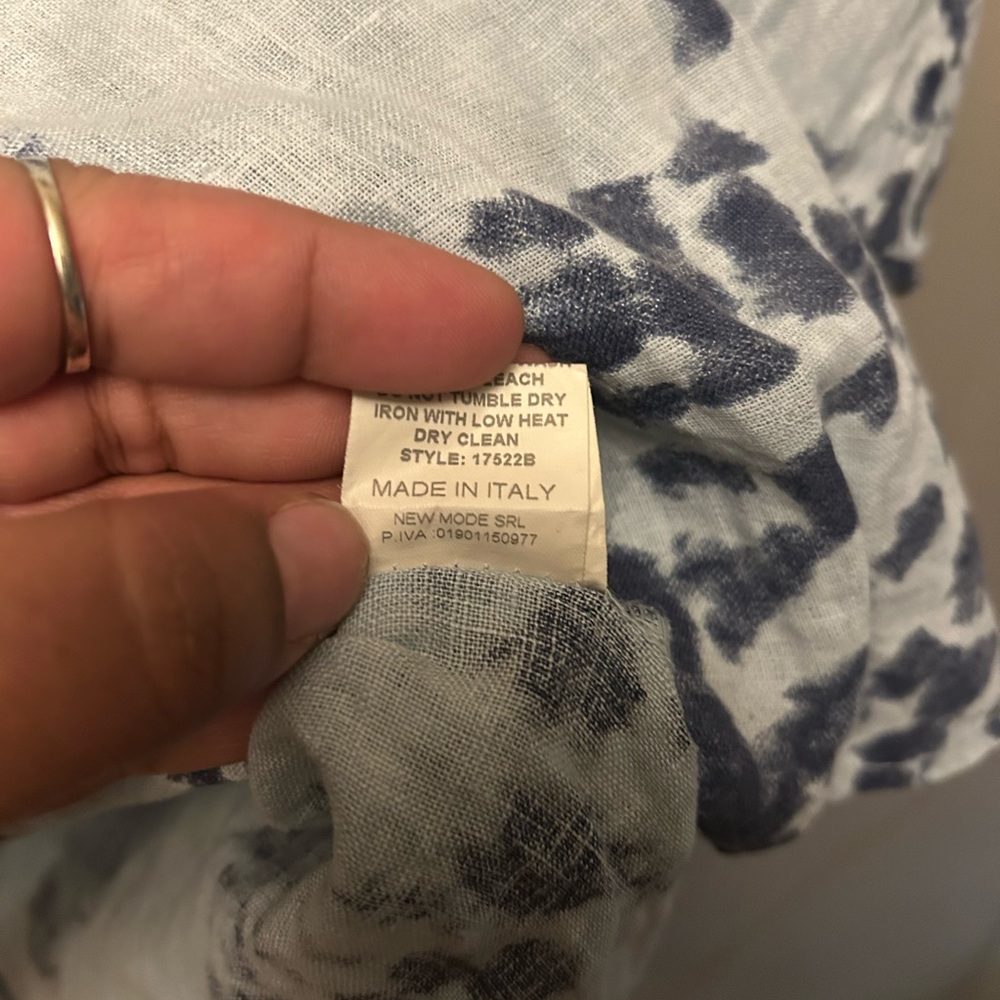 Bellambra shirt - 100% linen blue tie dye short sleeve boxy cut - Picture 2 of 9